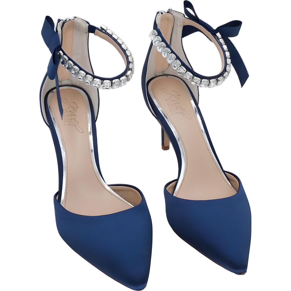 Jewel Badgley Mischka Jaycee Pointed Toe Stiletto Rhinestone Bow Heel Size 6.5